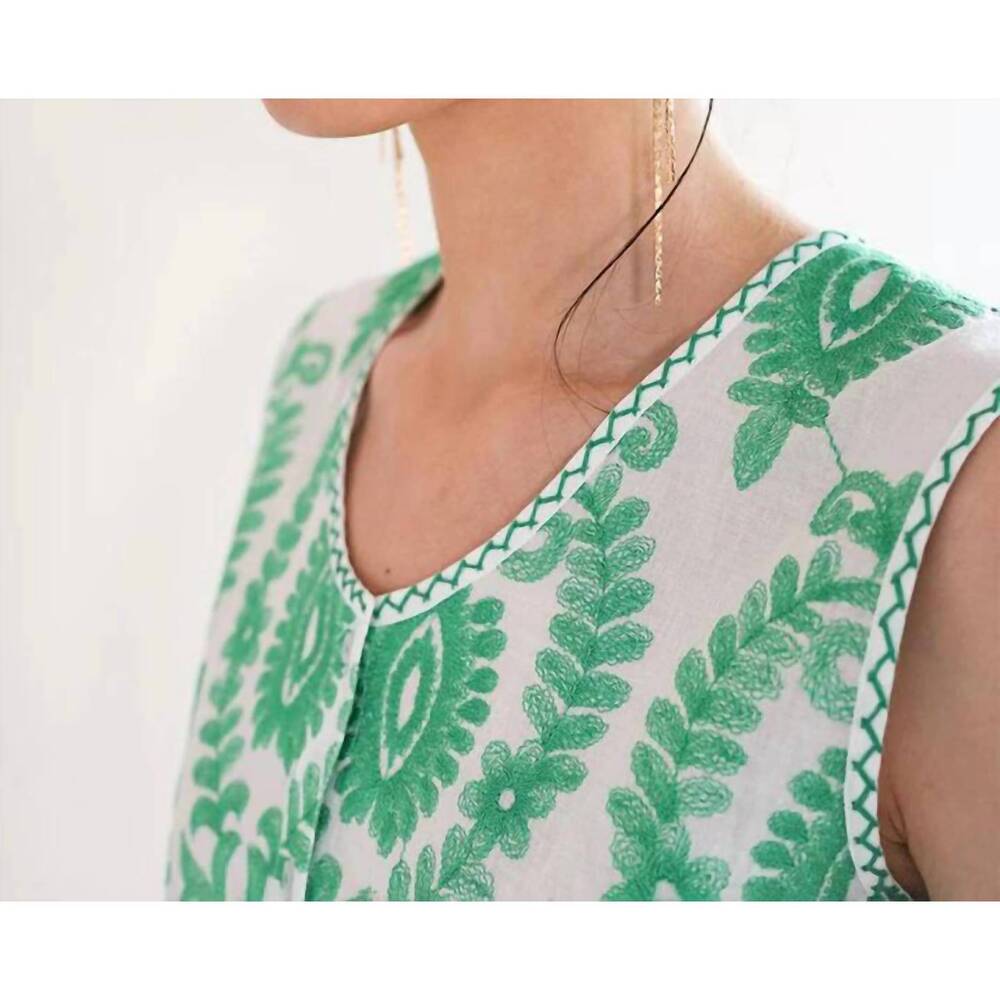NEW NIMO WITH LOVE angelica blouse in white green ornament embroidery - Picture 4 of 6